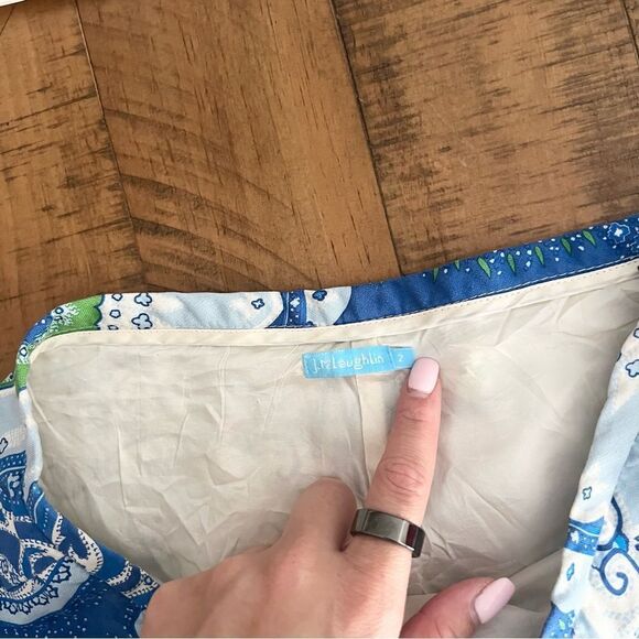 J Mclaughlin 100% Silk Lining Blue Paisley Pants Zip Size 2 - Picture 6 of 8